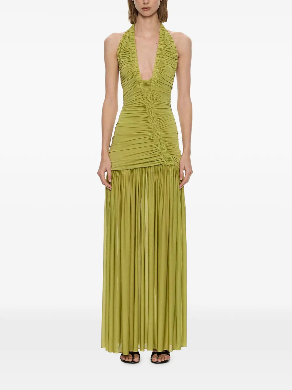Christopher Esber Orion maxi-jurk met ruches Groen