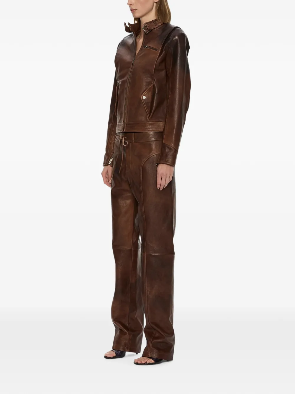 Christopher Esber Alex leather straight trousers Bruin
