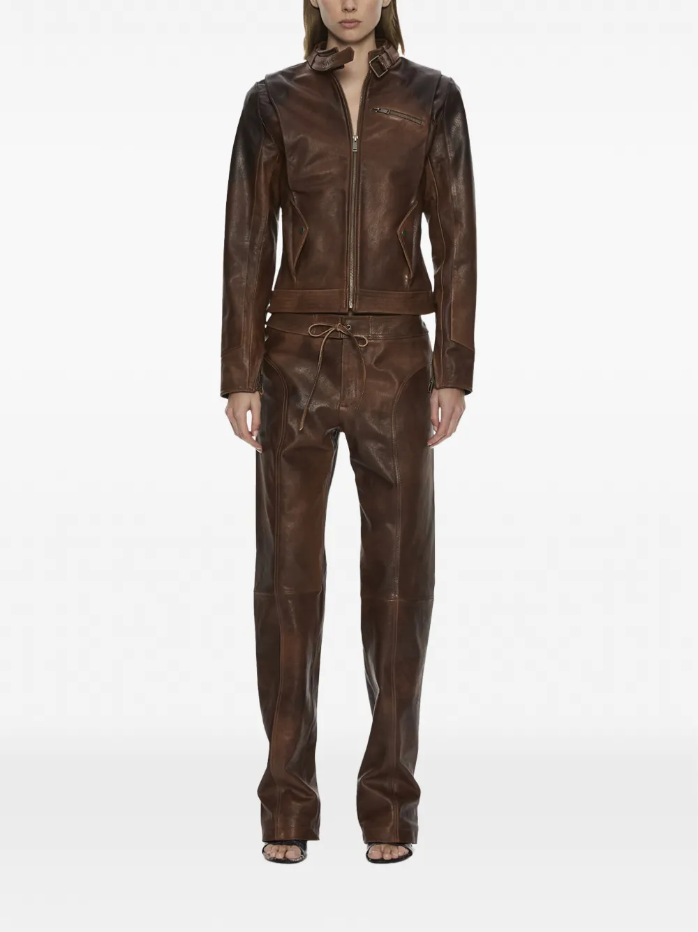Christopher Esber Alex leather straight trousers Bruin