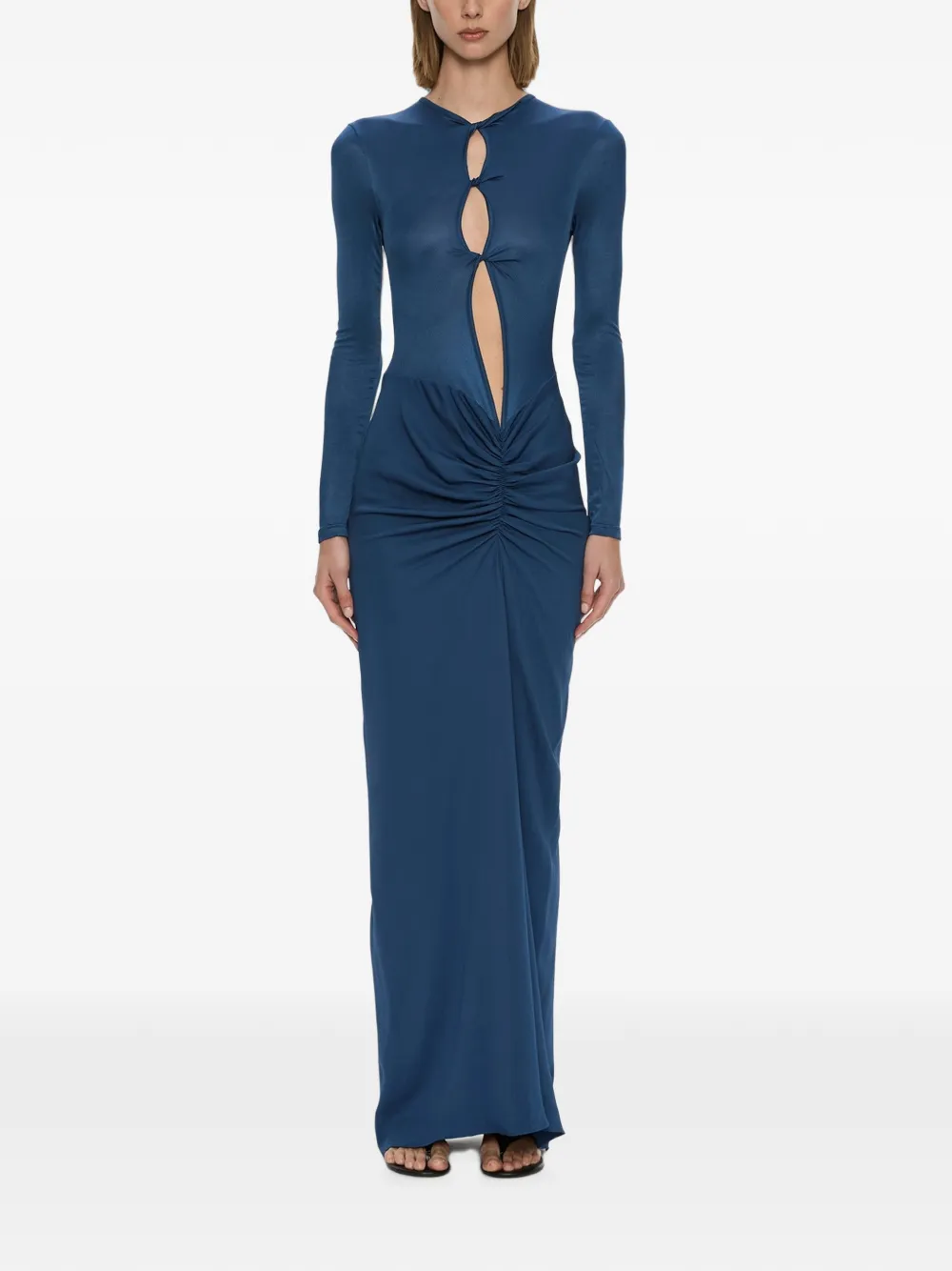 Christopher Esber maxi-dress met open gedraaid detail en ruches Blauw