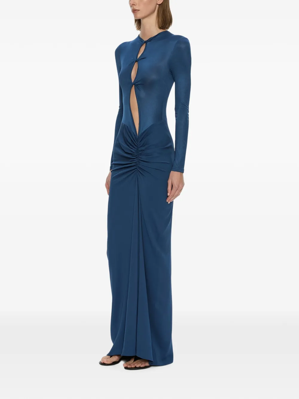 Christopher Esber maxi-dress met open gedraaid detail en ruches Blauw