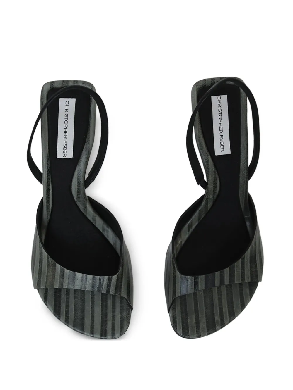 Christopher Esber Lila Stripe-print Slingback Pumps in Grey, view 3