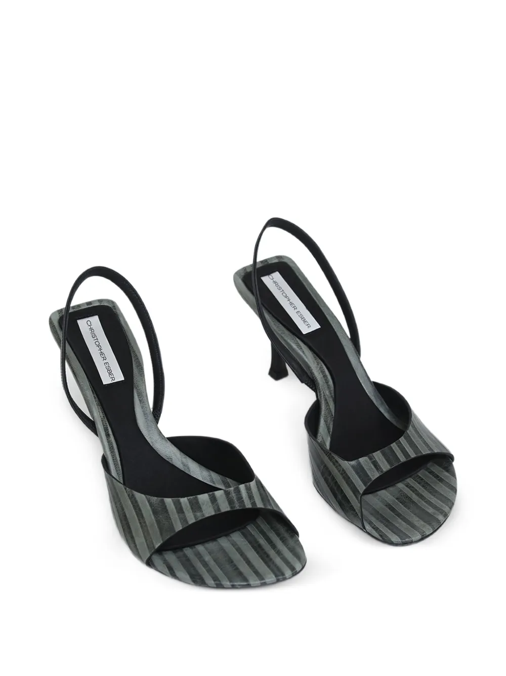 Christopher Esber Lila Stripe-print Slingback Pumps in Grey, view 2