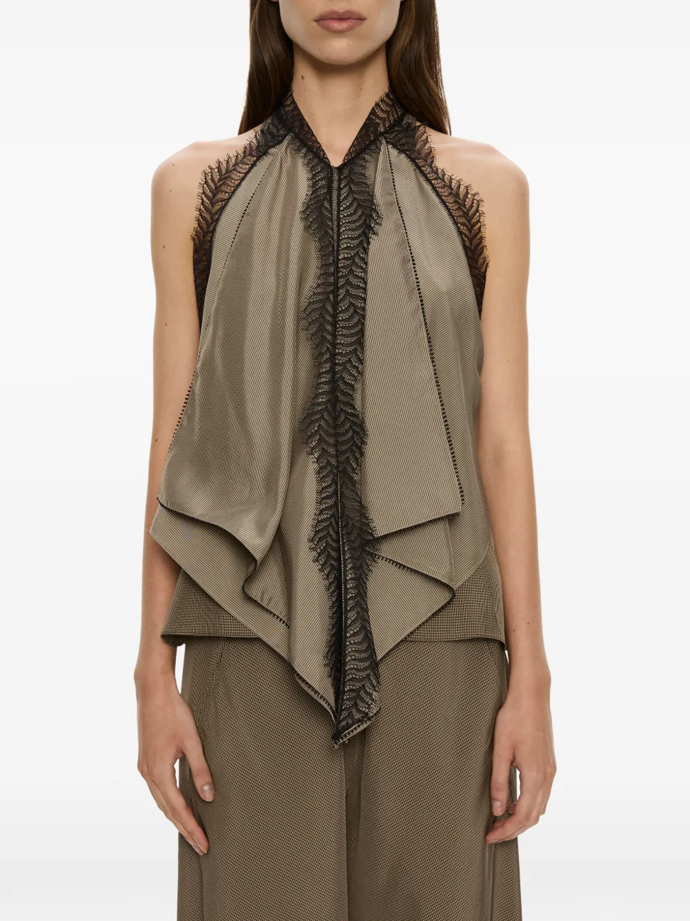 Christopher Esber Top Vera con bordo in pizzo - Marrone