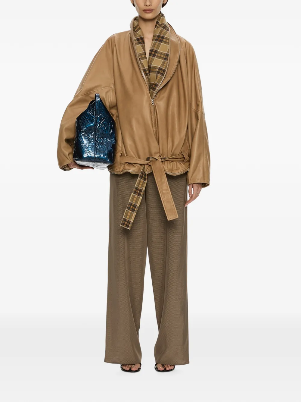 Christopher Esber Mercer leren jack Beige
