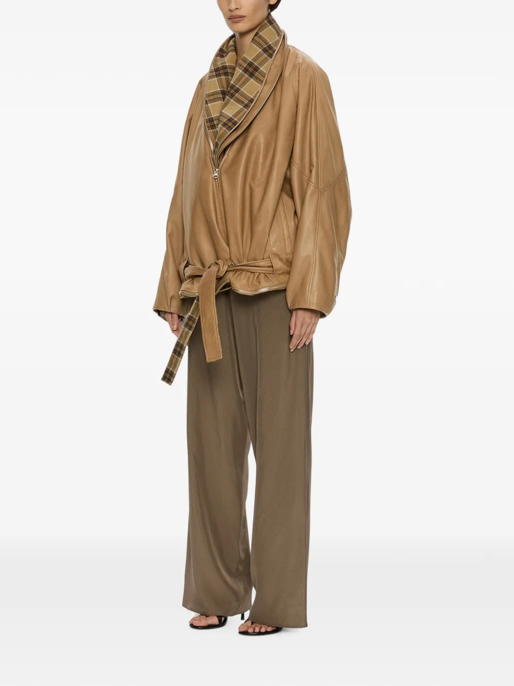 Christopher Esber Mercer leren jack Beige