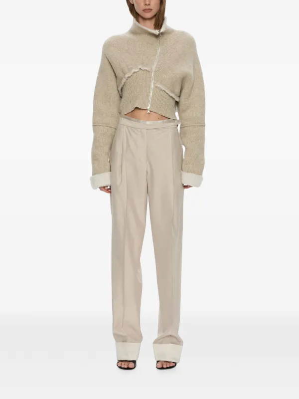 Christopher Esber Rowan Sateen Cuffed Trousers in Neutrals