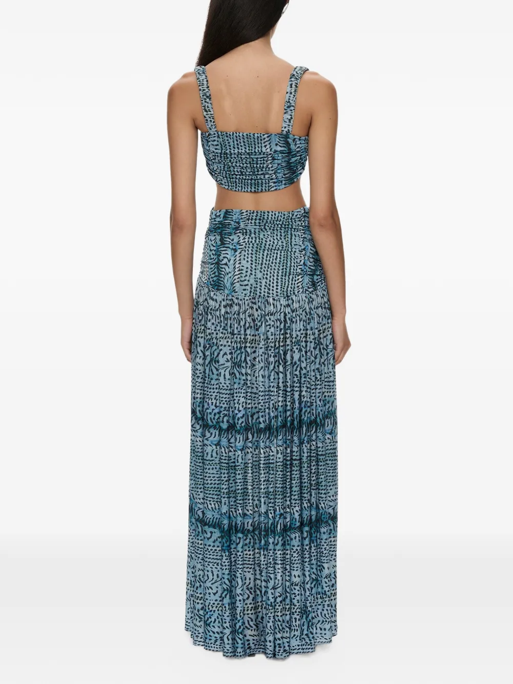 Christopher Esber Orion maxi-jurk met ruches en uitgesneden details Blauw
