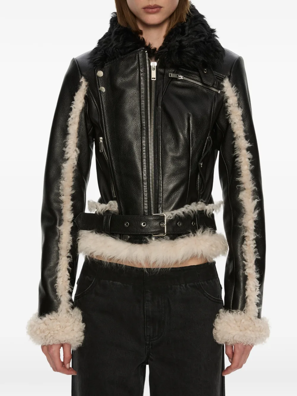 Christopher Esber Tyler Bikerjacke mit Shearling-Besatz - Schwarz