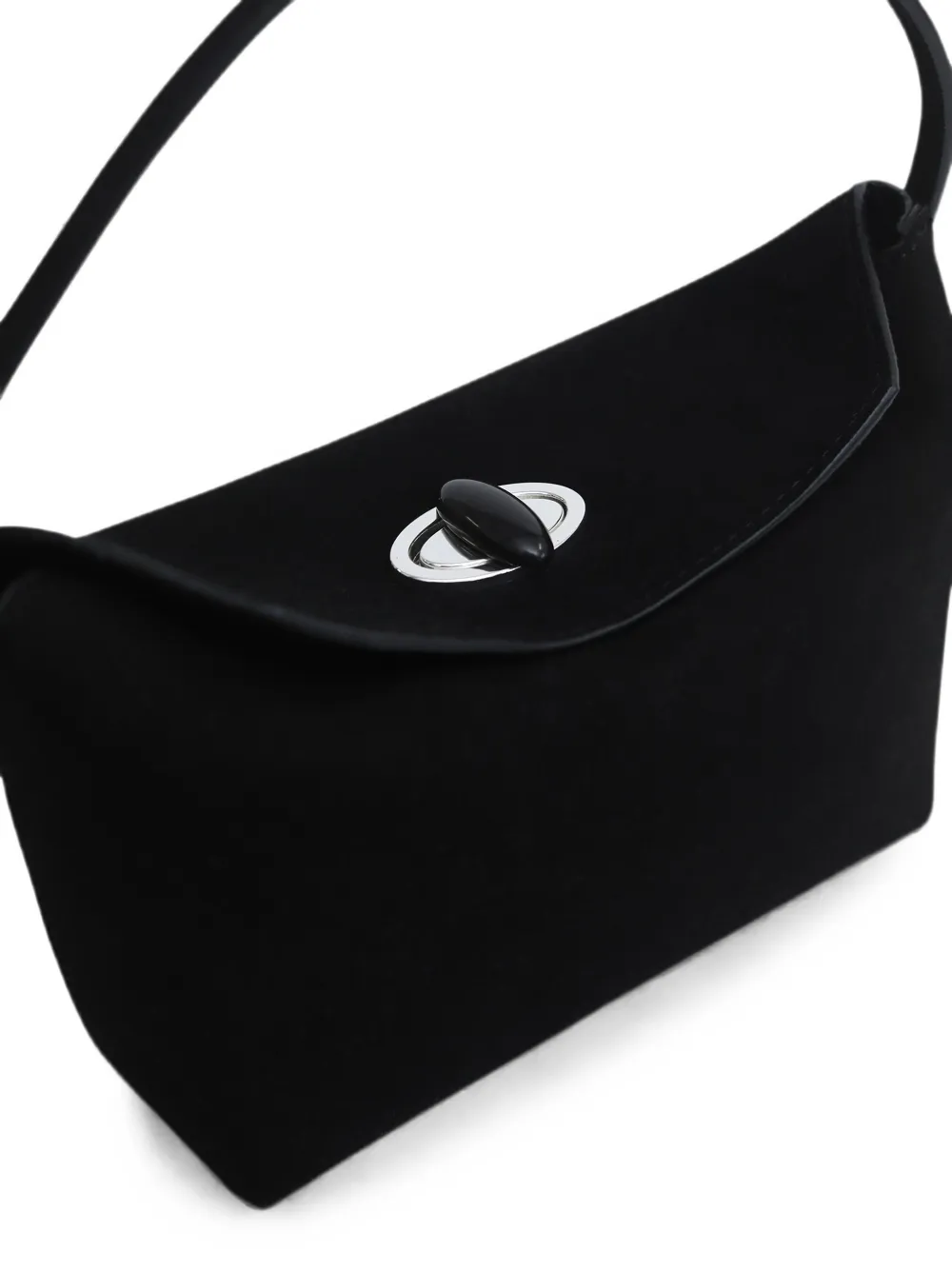 Christopher Esber Mini Turnlock Suede Tote Bag in Black, view 4