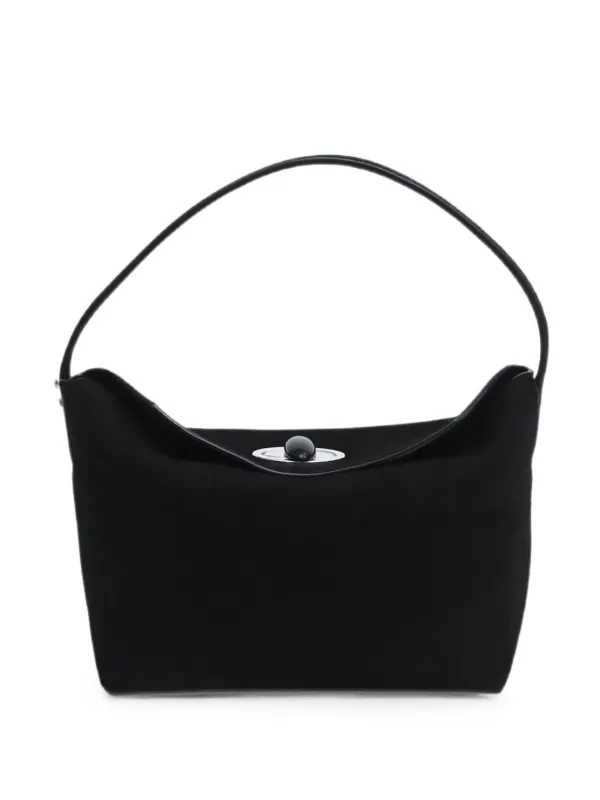 Christopher Esber Mini Turnlock Suede Tote Bag in Black