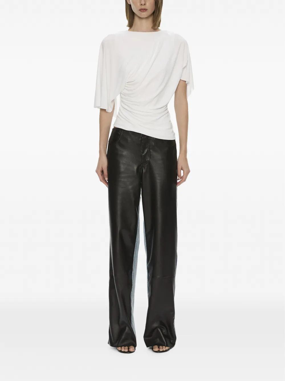 Christopher Esber Jeans Troy Deconstruct in pelle - Nero