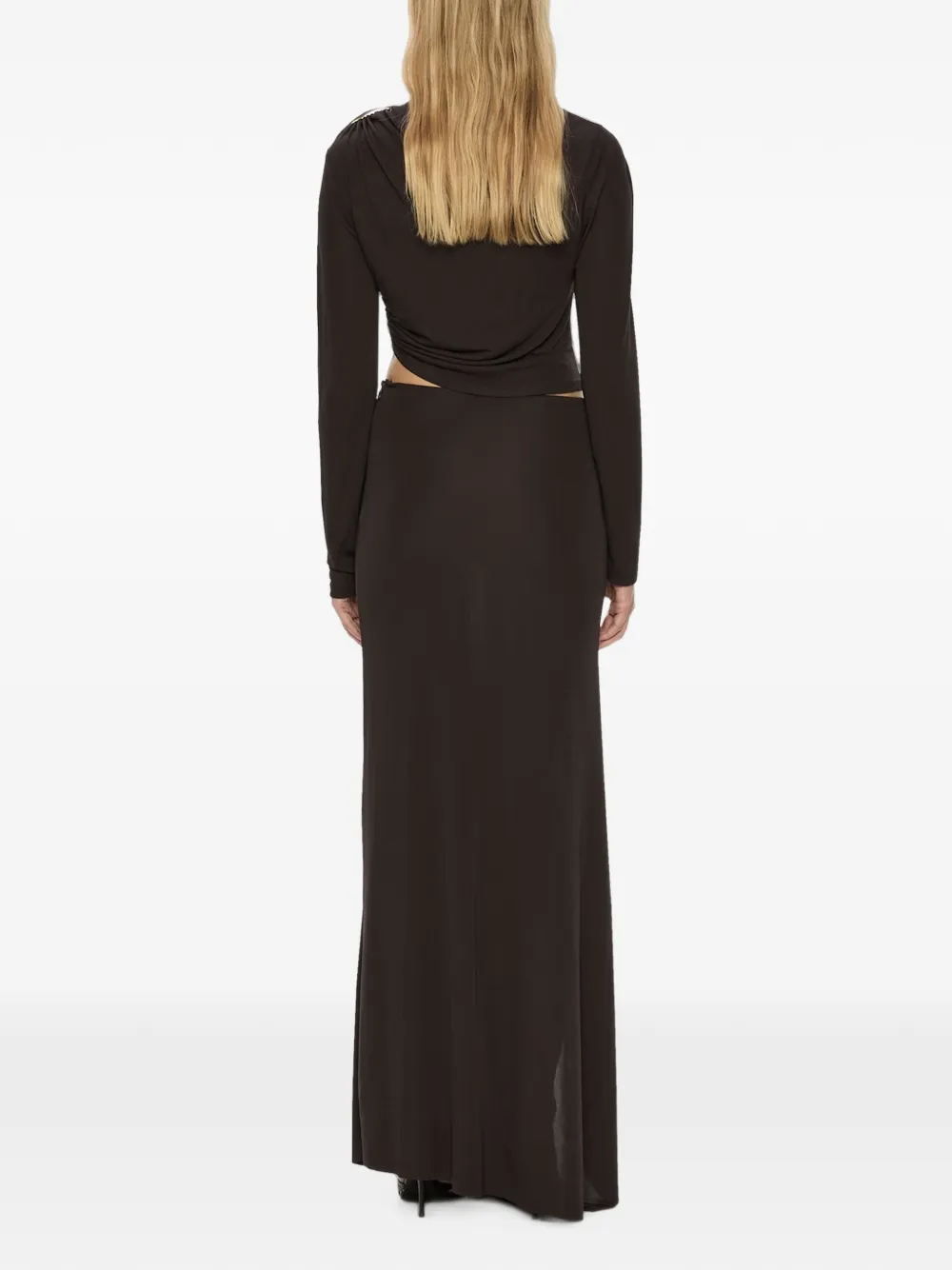 Christopher Esber Orica Crystal maxi-rok met ruches Bruin
