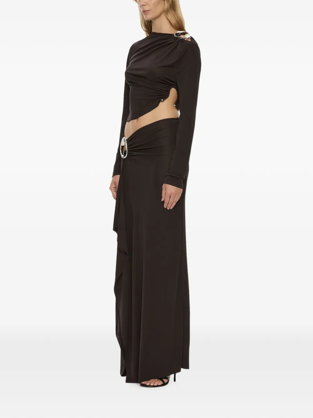 Christopher Esber Orica Crystal maxi-rok met ruches Bruin