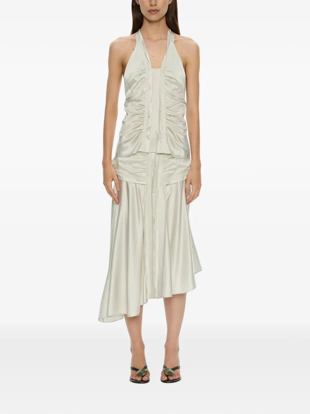 Christopher Esber Gwen Invert midi-rok met ruches Beige