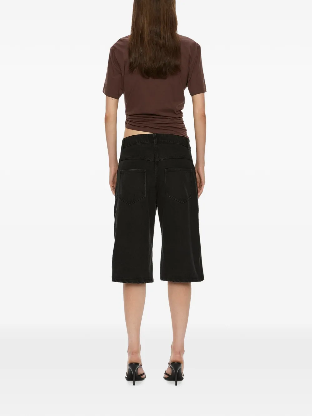 Christopher Esber Bree Quartz T-shirt met ruches Bruin