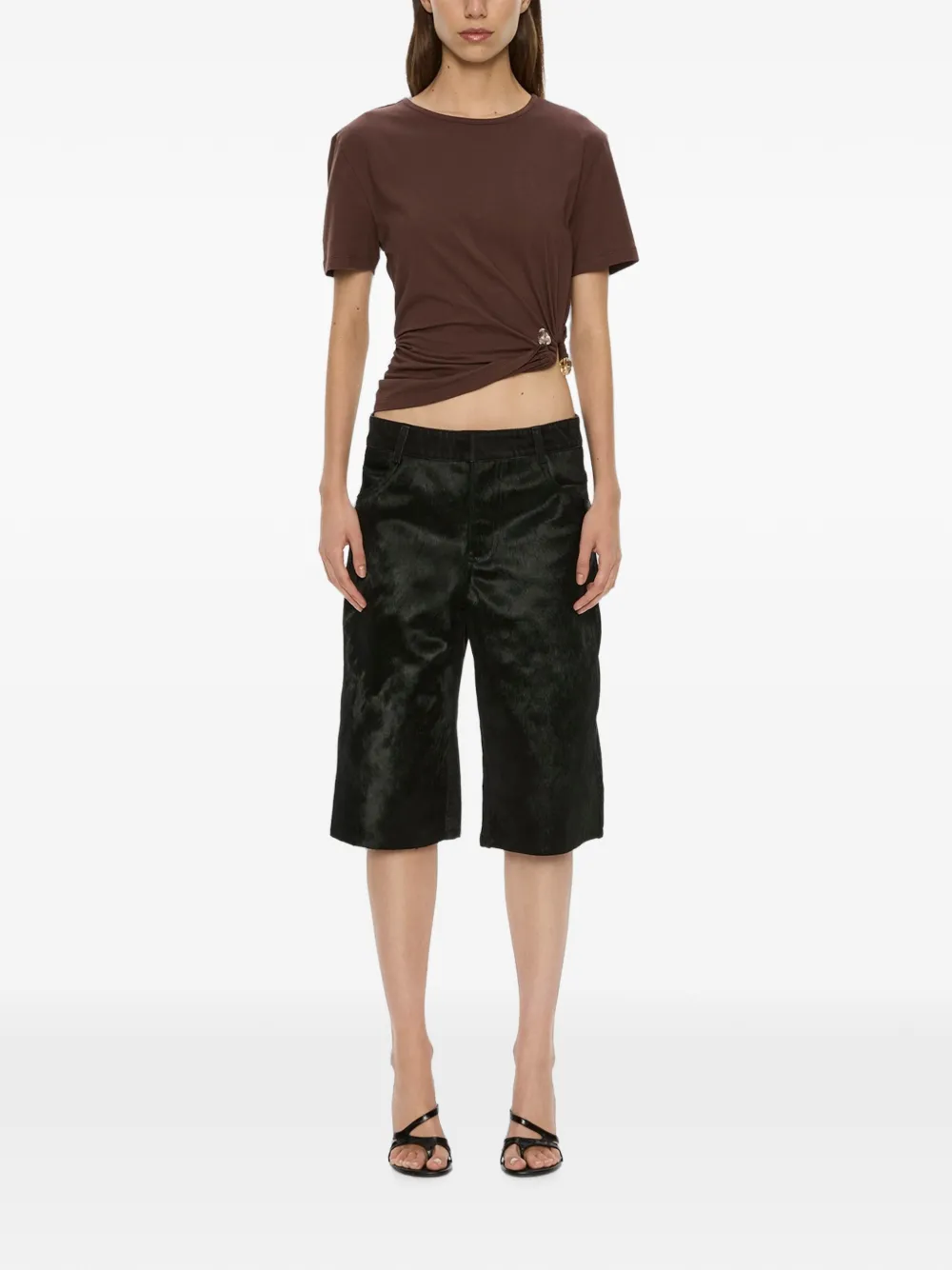 Christopher Esber Bree Quartz T-shirt met ruches Bruin