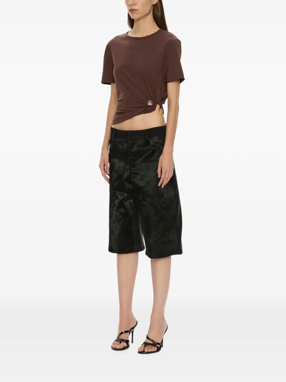 Christopher Esber Bree Quartz T-shirt met ruches Bruin