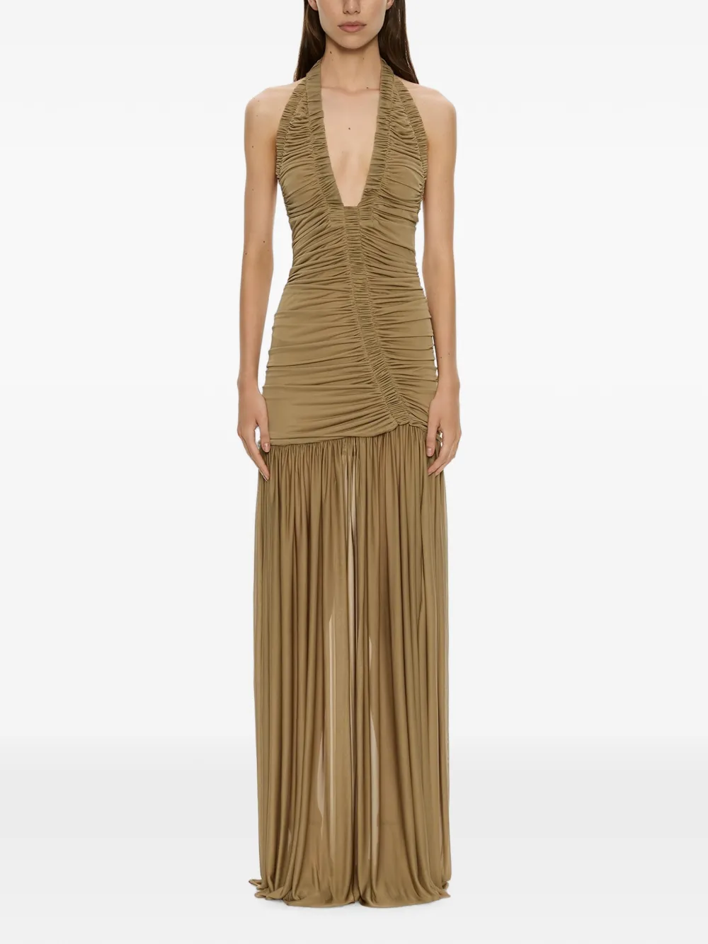 Christopher Esber Orion maxi-dress met ruches Beige