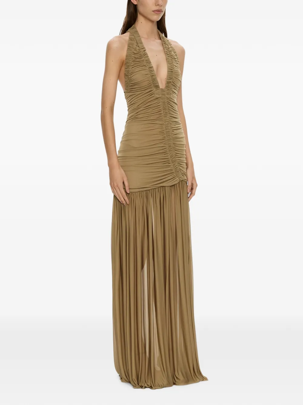 Christopher Esber Orion maxi-dress met ruches Beige