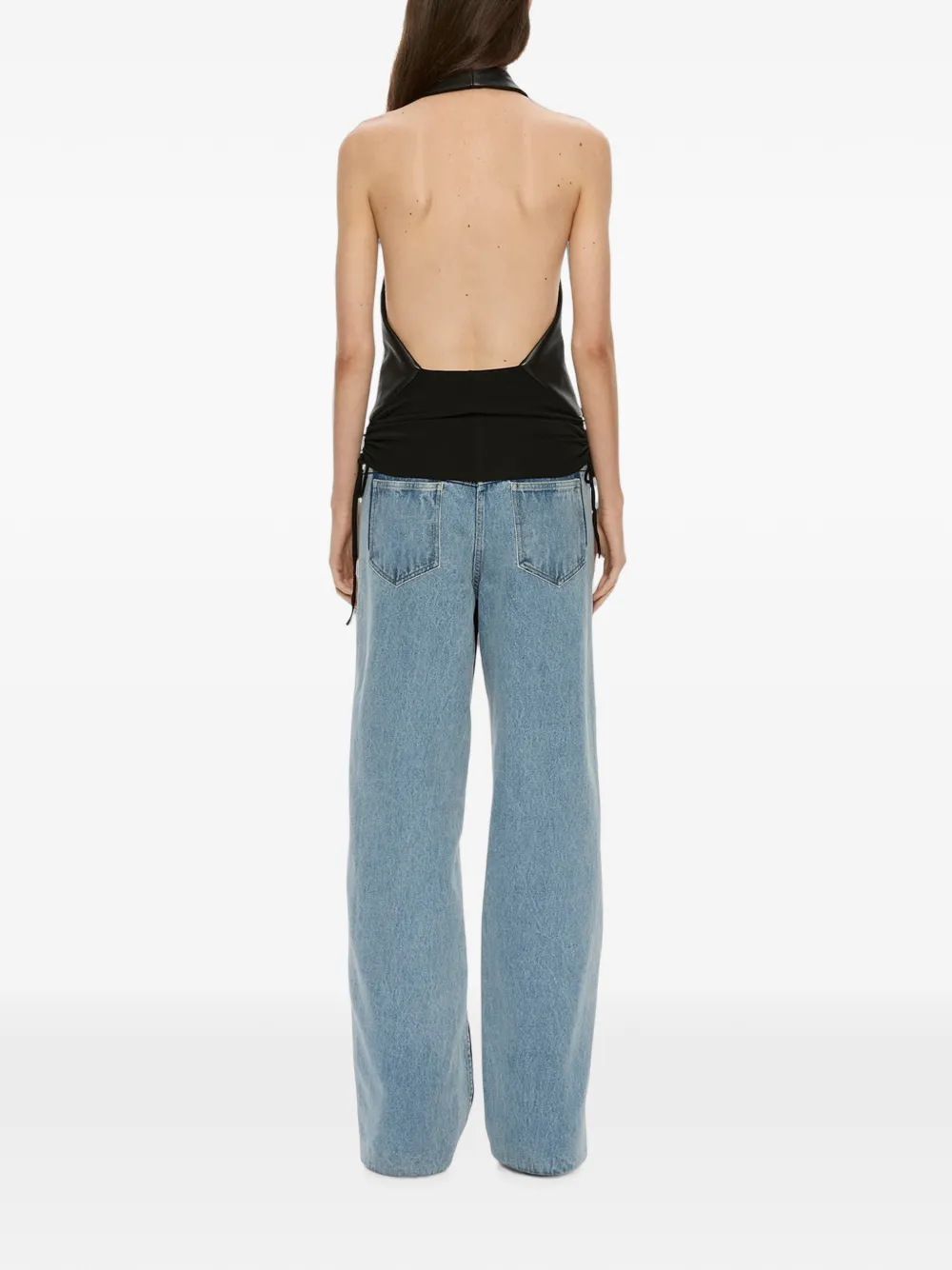 Christopher Esber Tailored Slope leather halter top Zwart