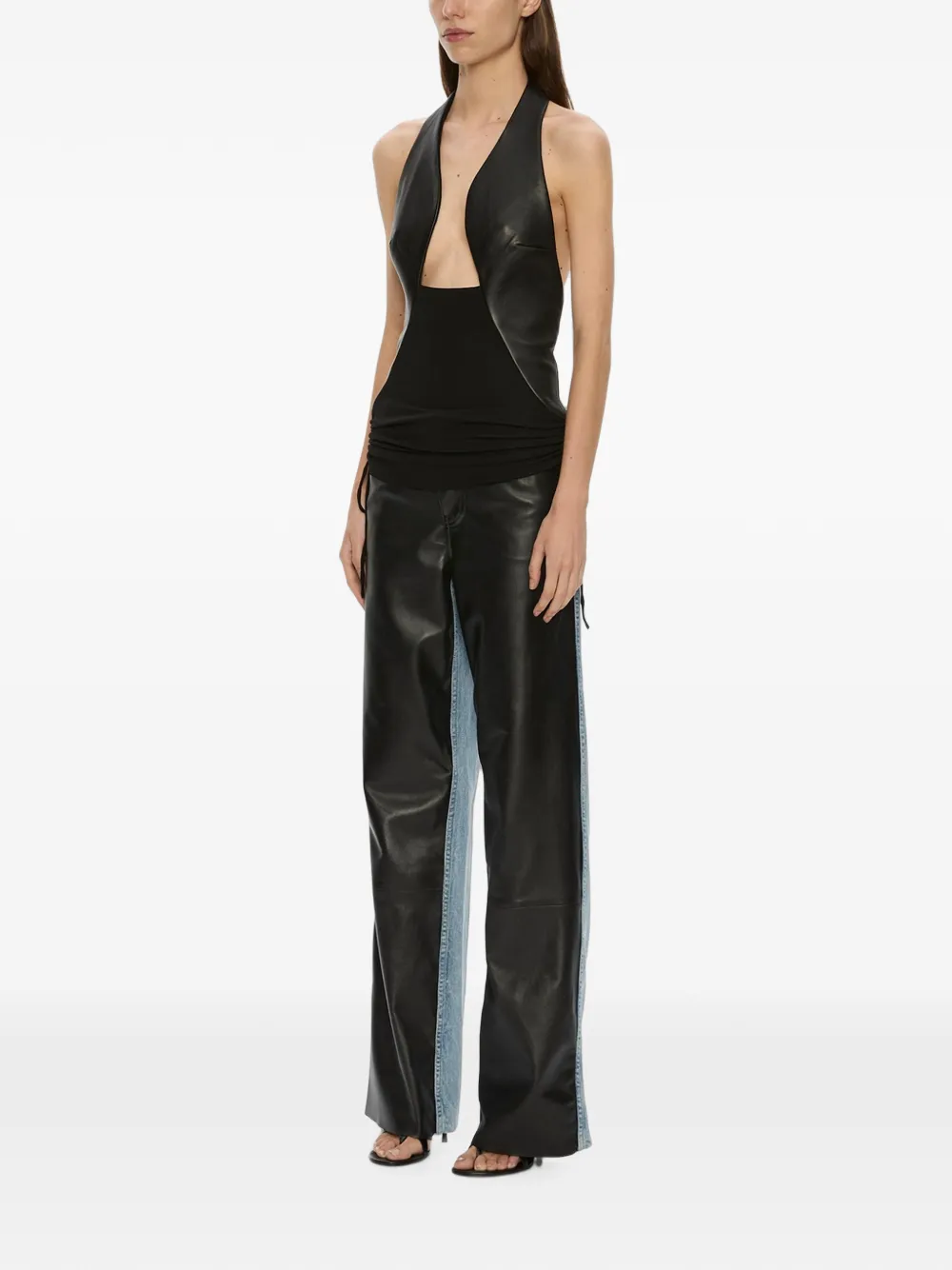 Christopher Esber Tailored Slope leather halter top Zwart