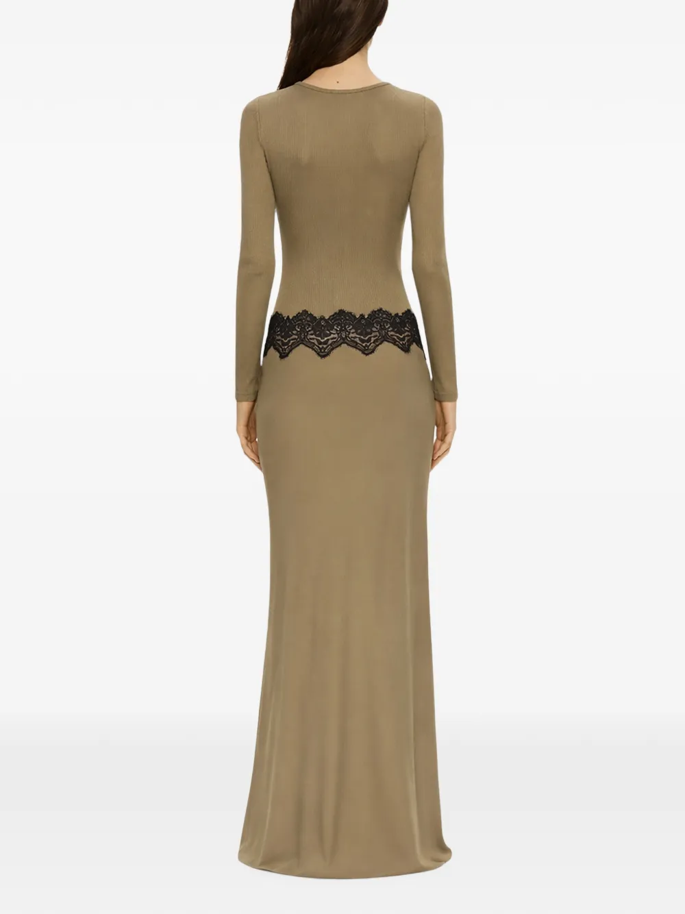 Christopher Esber Gedraaide maxi-jurk met kanten afwerking Beige