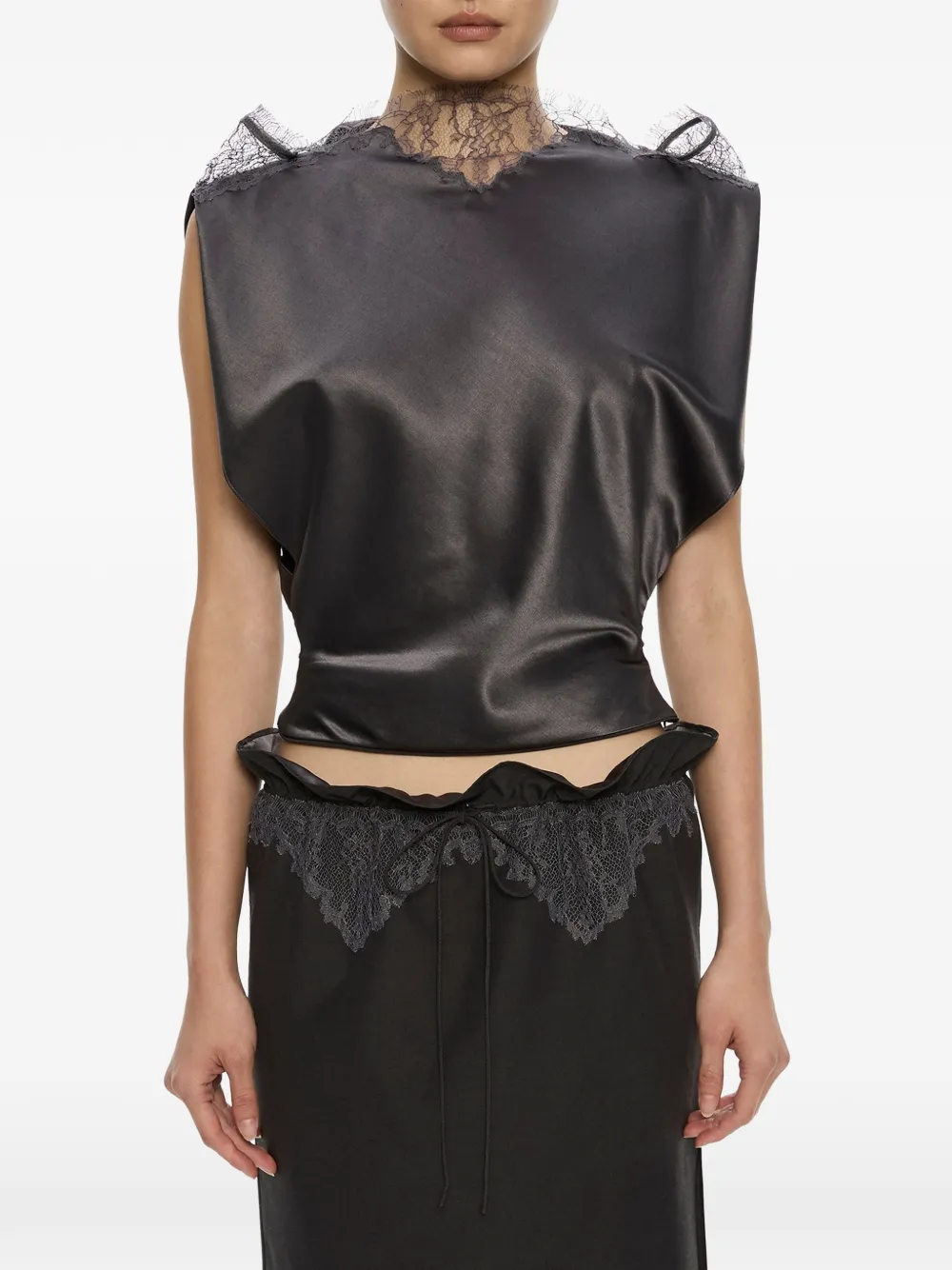 Christopher Esber Top sateen - Nero