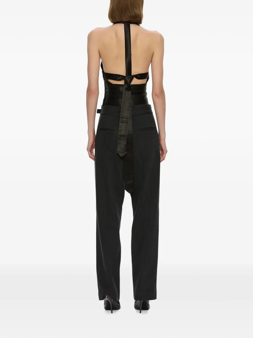 Christopher Esber Reyer satin tie top Zwart