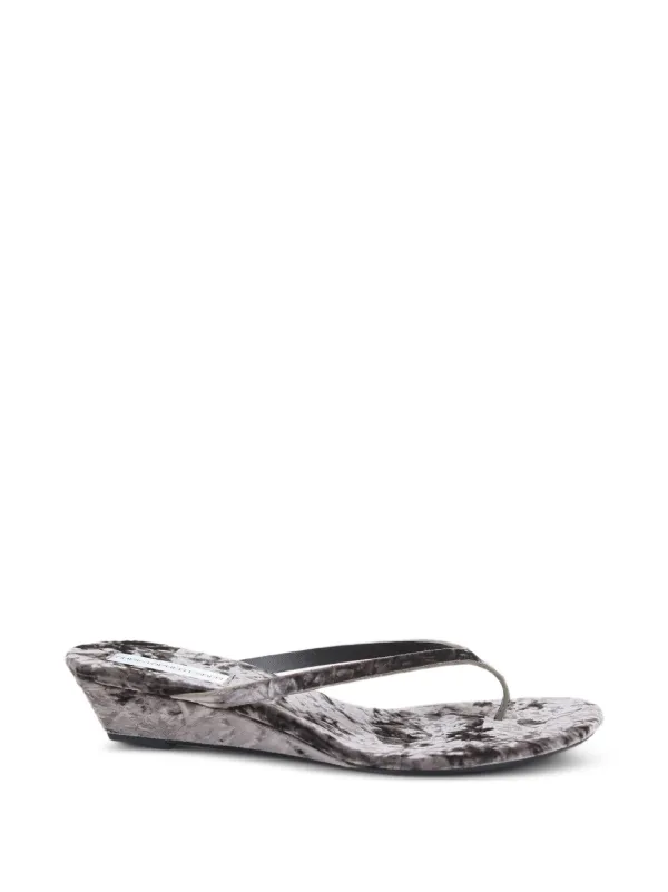 Christopher Esber Scala Velvet Wedge Sandals in Grey