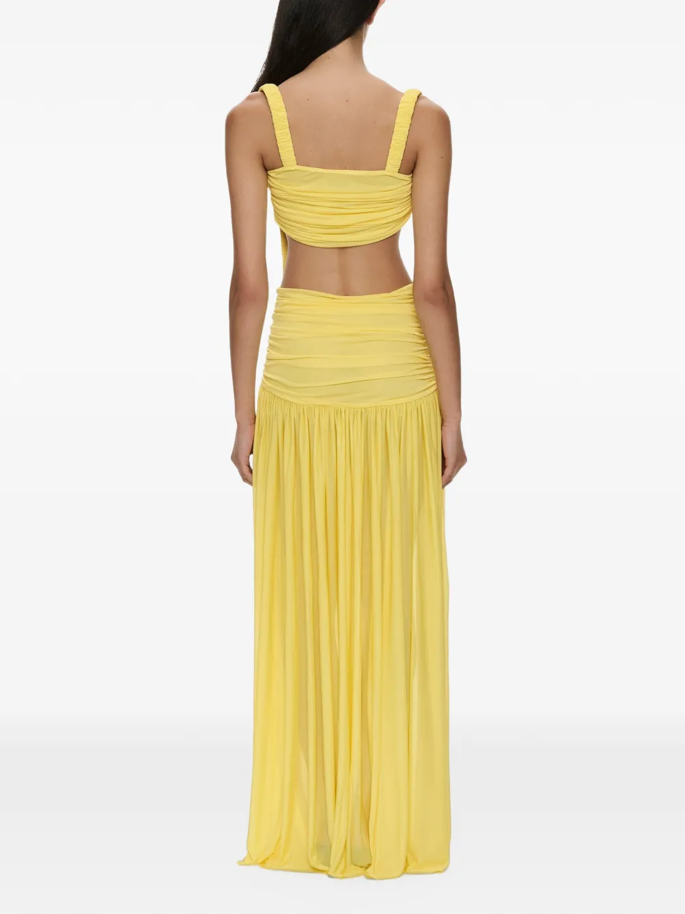 Christopher Esber Orion maxi-jurk met ruches en uitgesneden details Geel