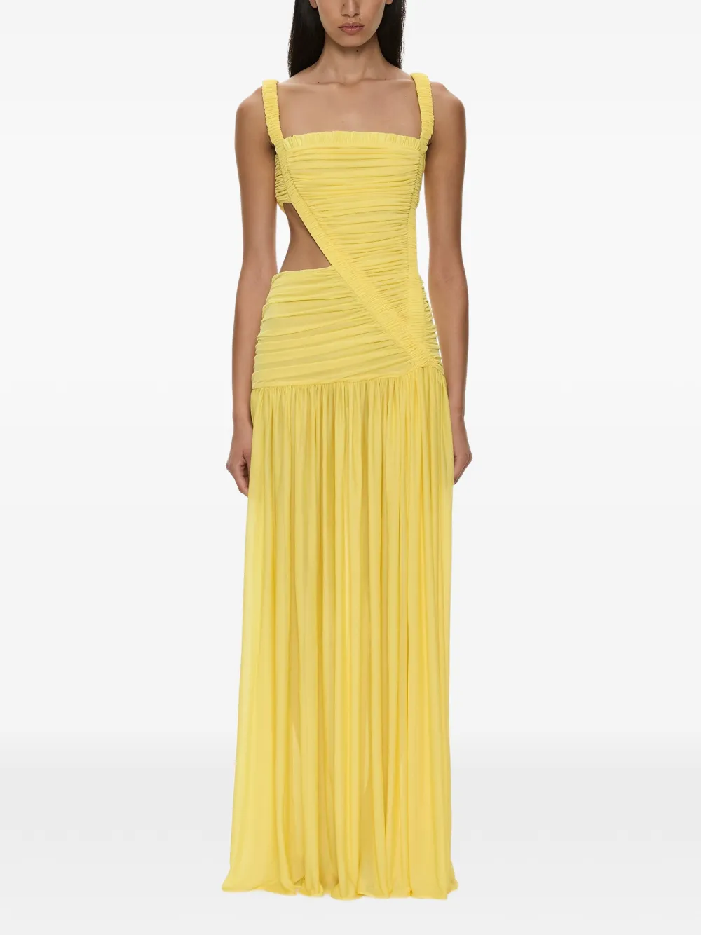 Christopher Esber Orion ruched cut-out maxi dress - Yellow