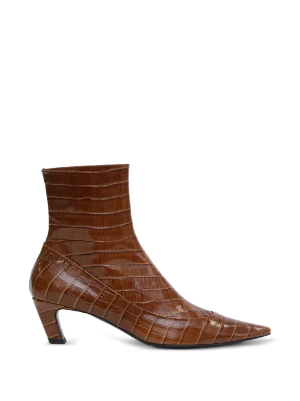 Christopher Esber Corte Croc-effect Ankle Boots in Brown