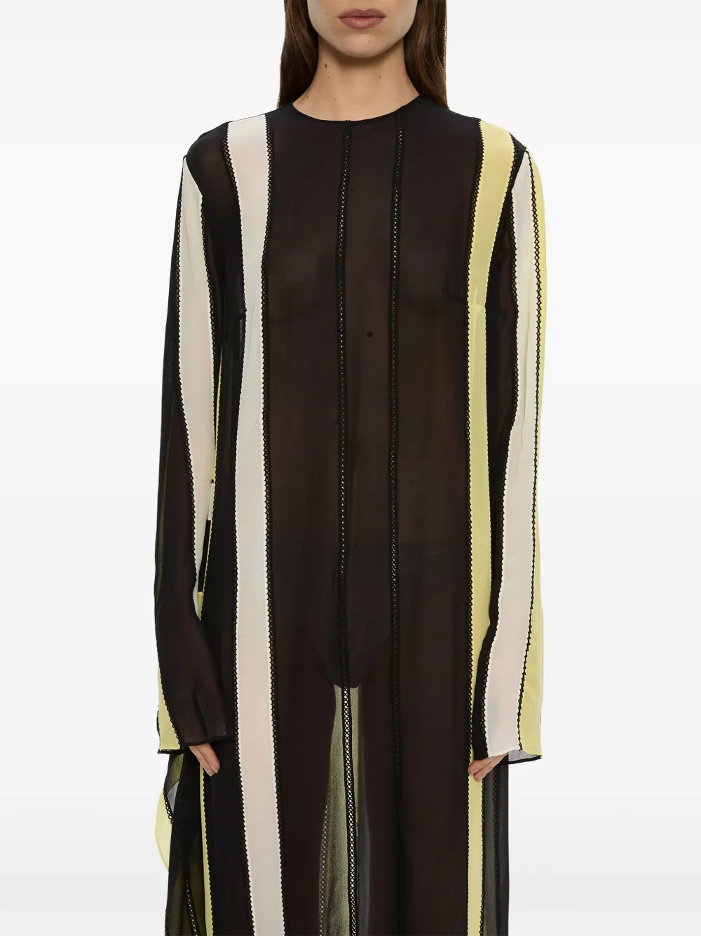Christopher Esber Vin Picot zijden maxi-dress met lange mouwen en vlakken Zwart
