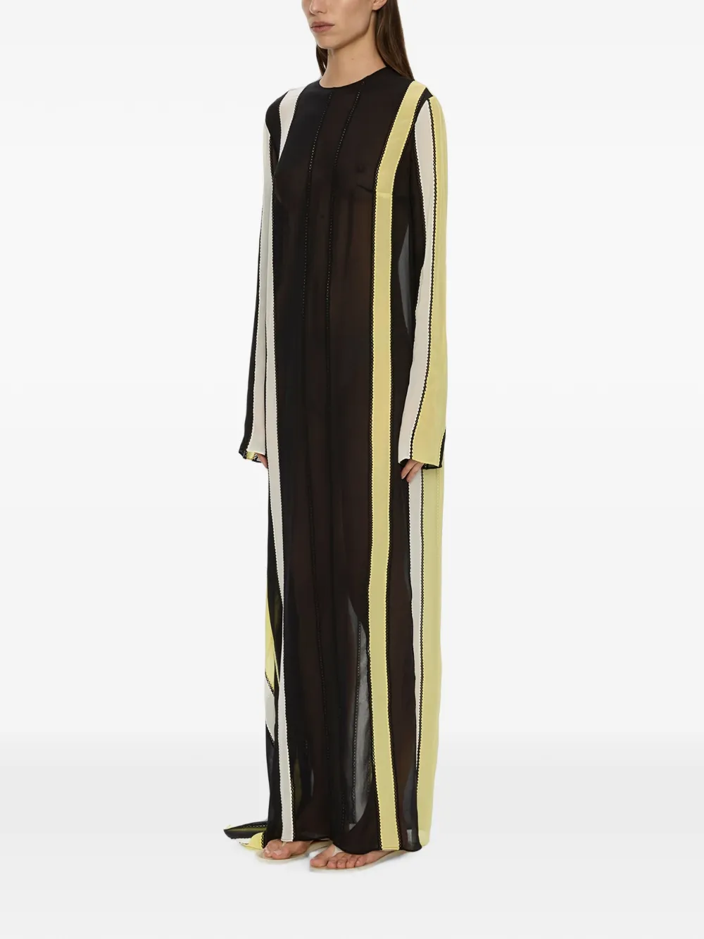 Christopher Esber Vin Picot zijden maxi-dress met lange mouwen en vlakken Zwart