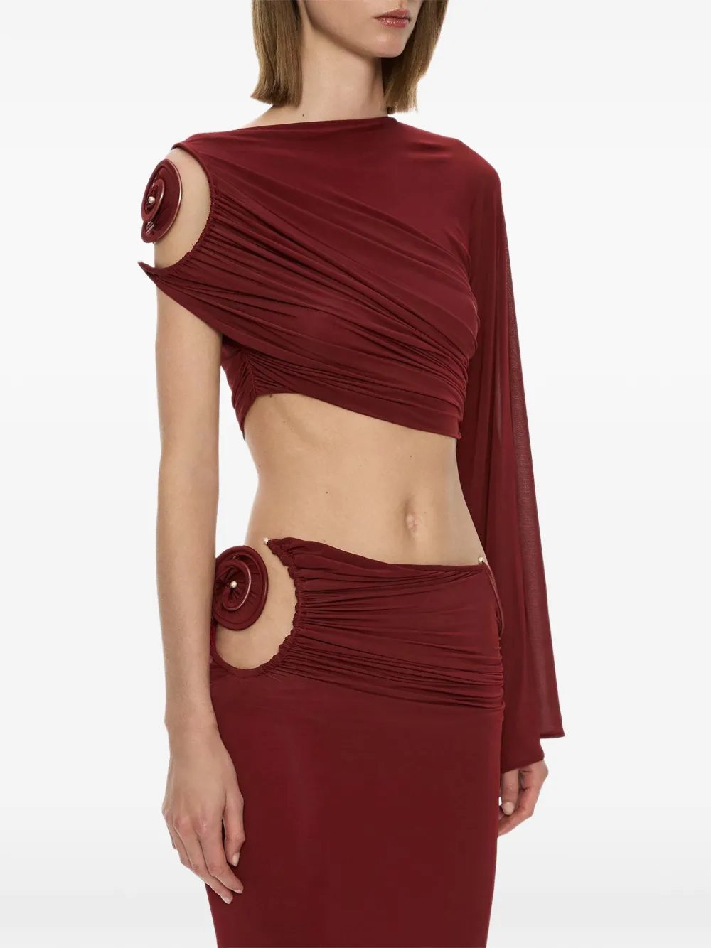 Christopher Esber Aurelia sculpted-spiral long skirt - Rouge Christopher Esber Aurelia sculpted-spiral long skirt - Rouge