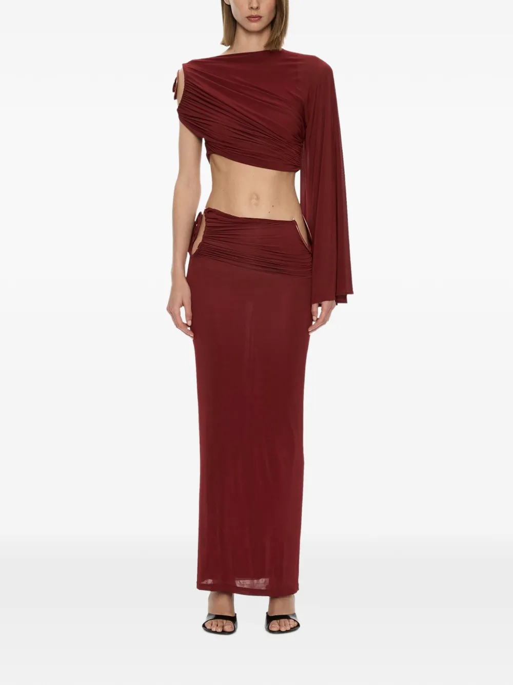 Christopher Esber Aurelia lange rok met sculpturale spiraaldetails Rood