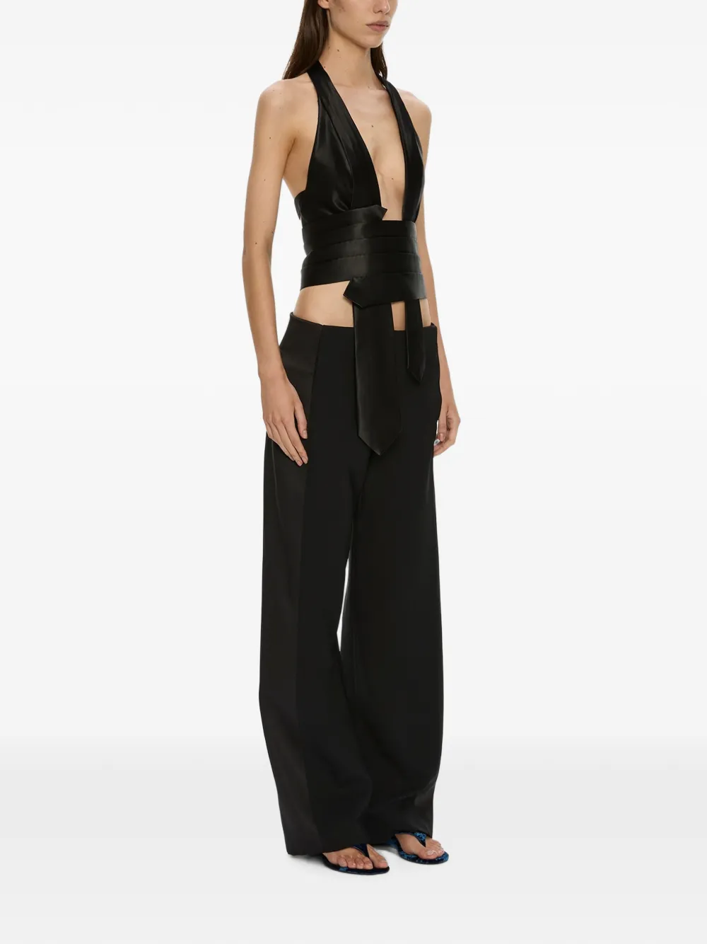 Christopher Esber tuxedo-style contrast-panel trousers Zwart