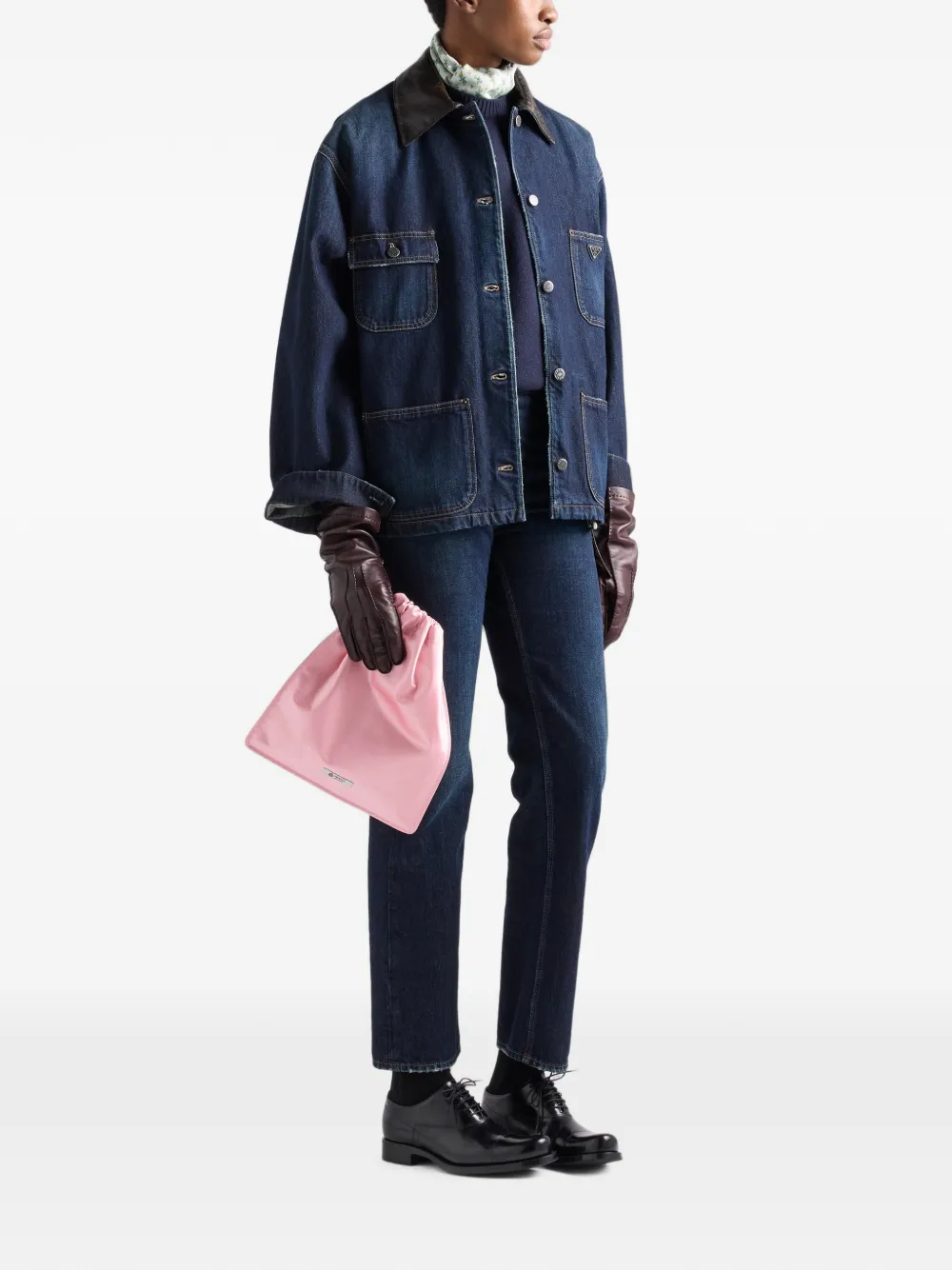Prada Denim trucker jack Blauw