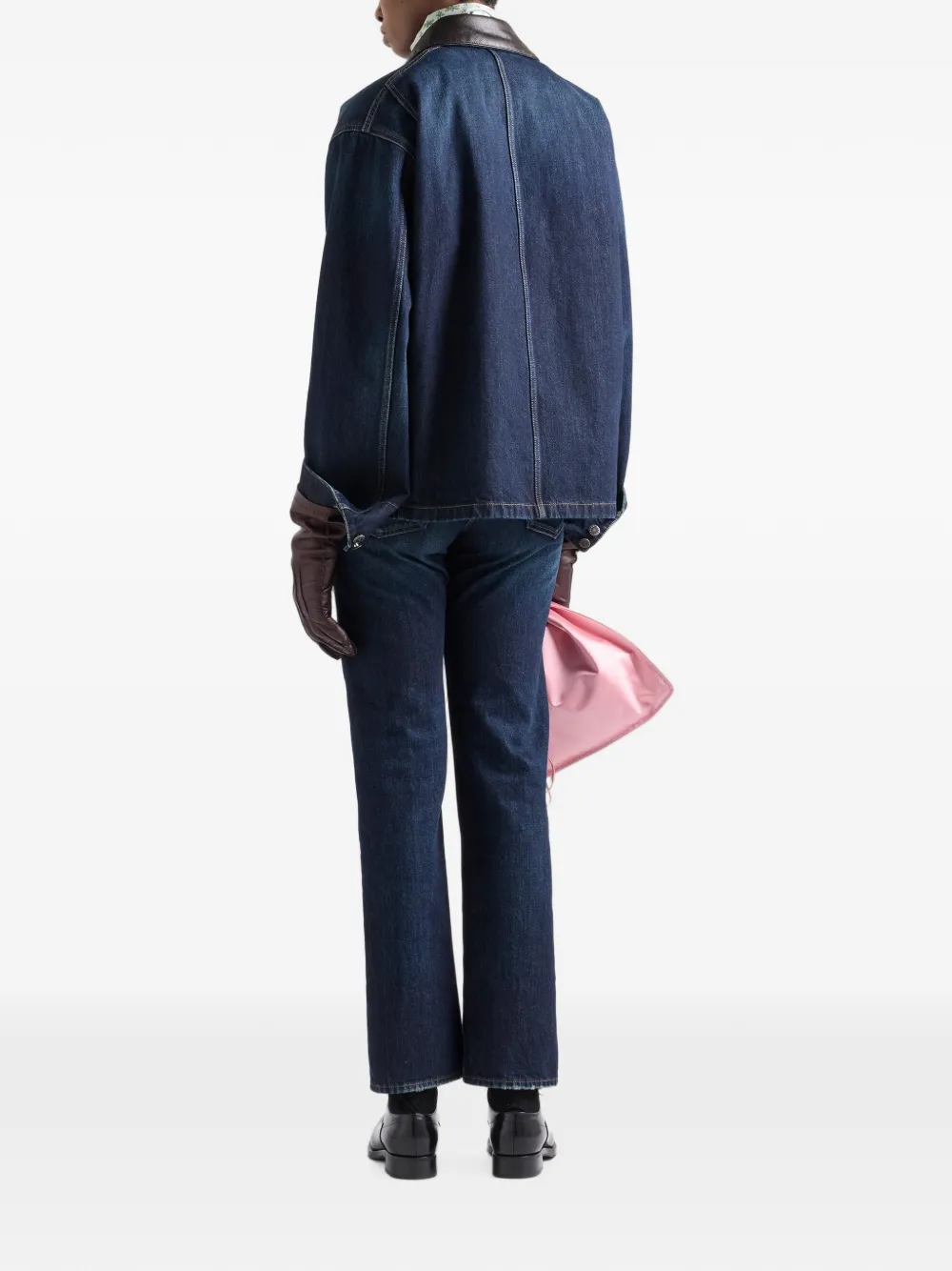 Prada Denim trucker jack Blauw