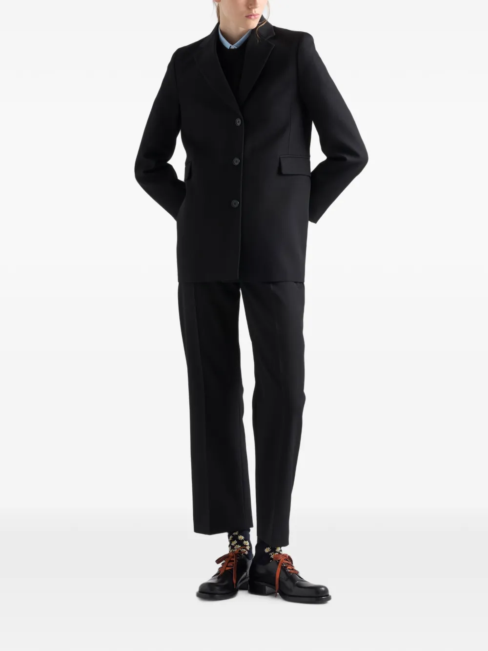 Prada Compact gabardine broek Zwart