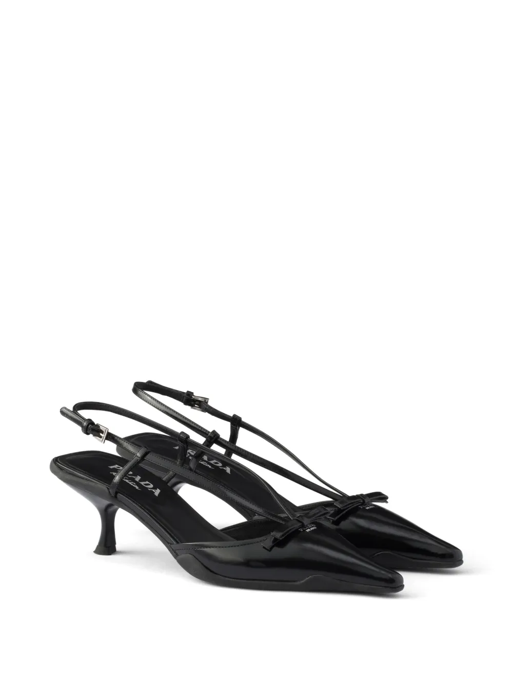 Prada brushed leather slingback pumps Zwart