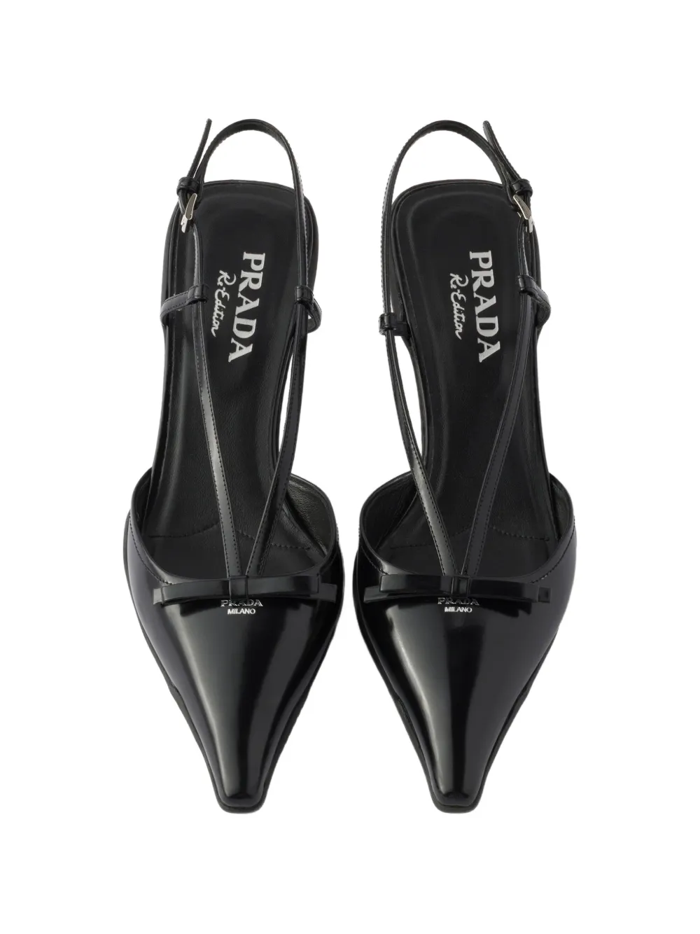 Prada brushed leather slingback pumps Zwart