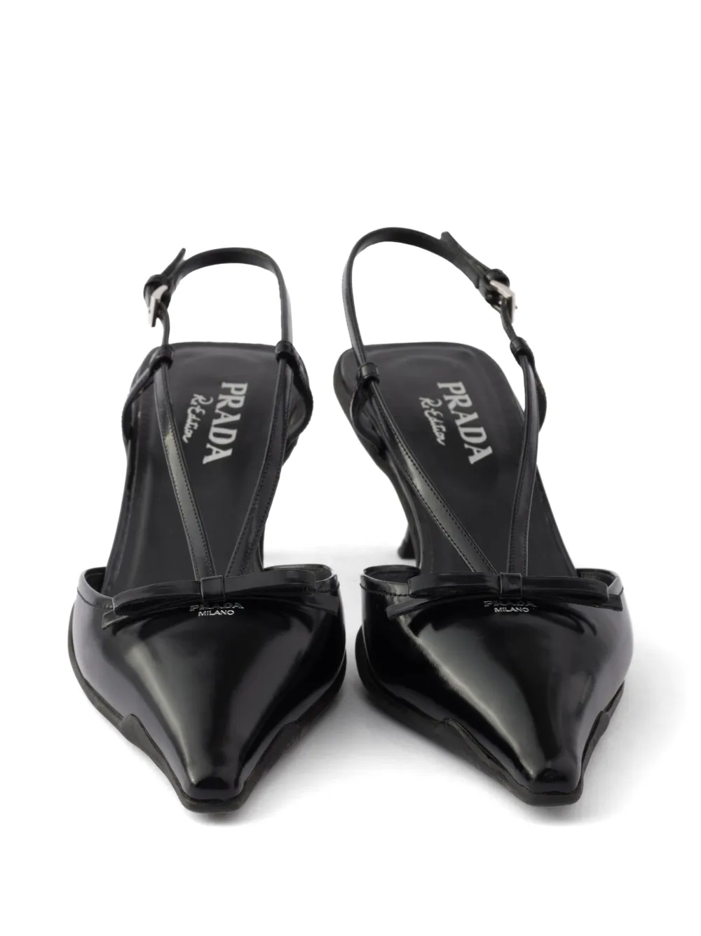 Prada brushed leather slingback pumps Zwart