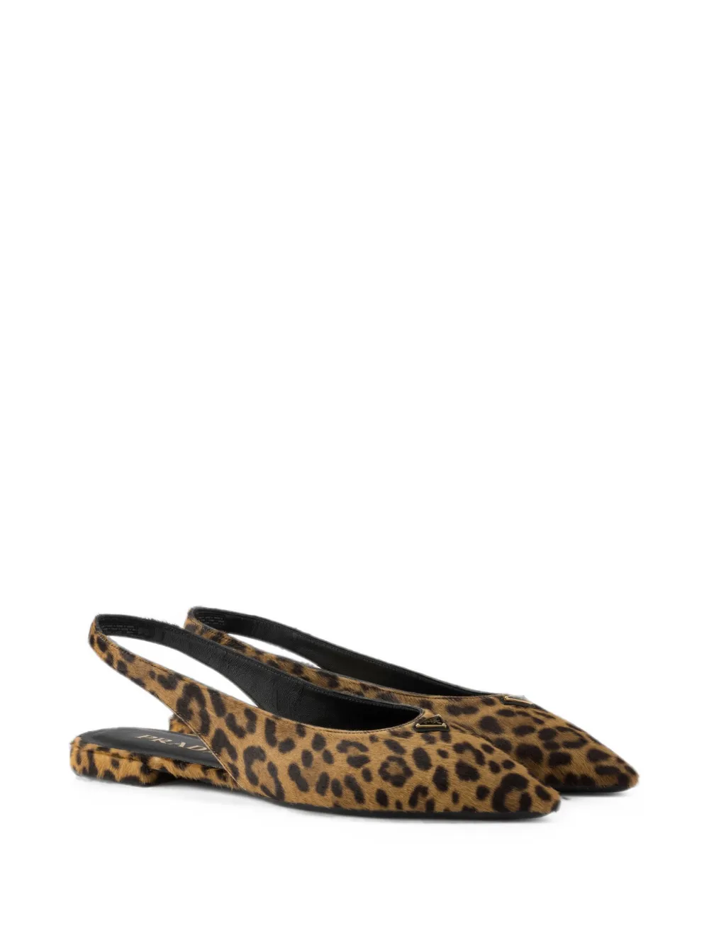 Prada Leren ballerina's met print Bruin