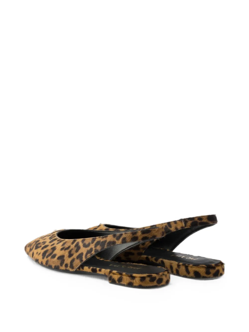 Prada Leren ballerina's met print Bruin