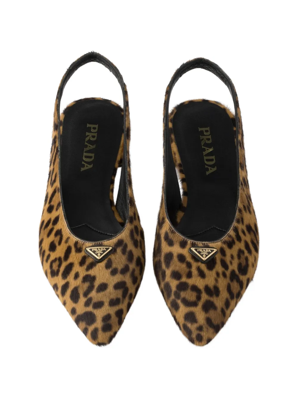 Prada Leren ballerina's met print Bruin