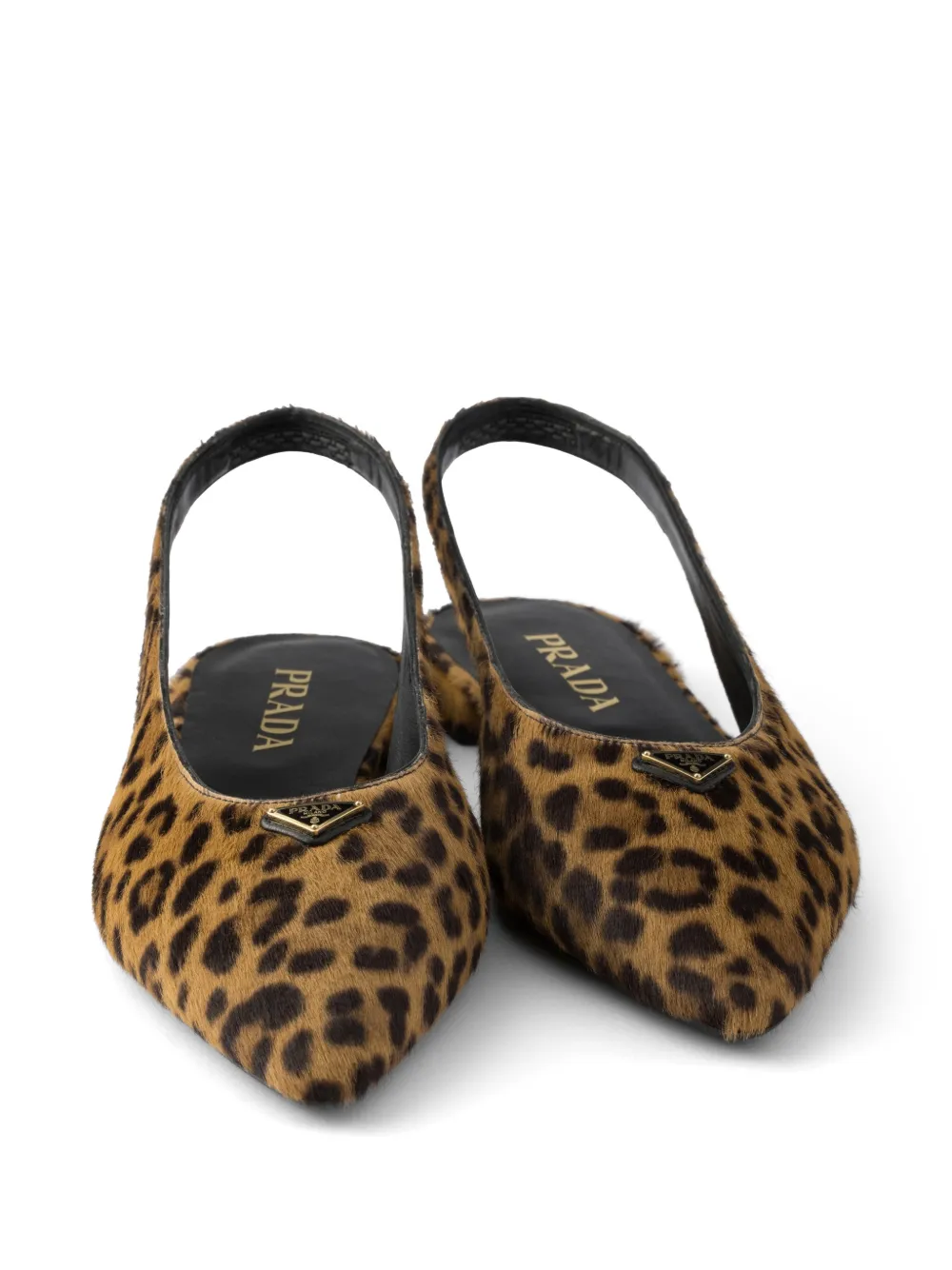 Prada Leren ballerina's met print Bruin