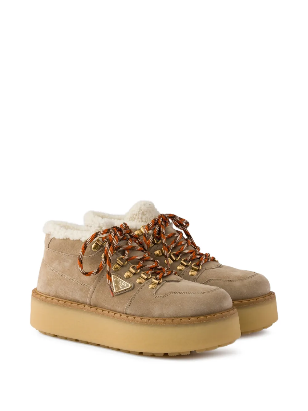 Prada Lammy gevoerde suède laarzen Beige