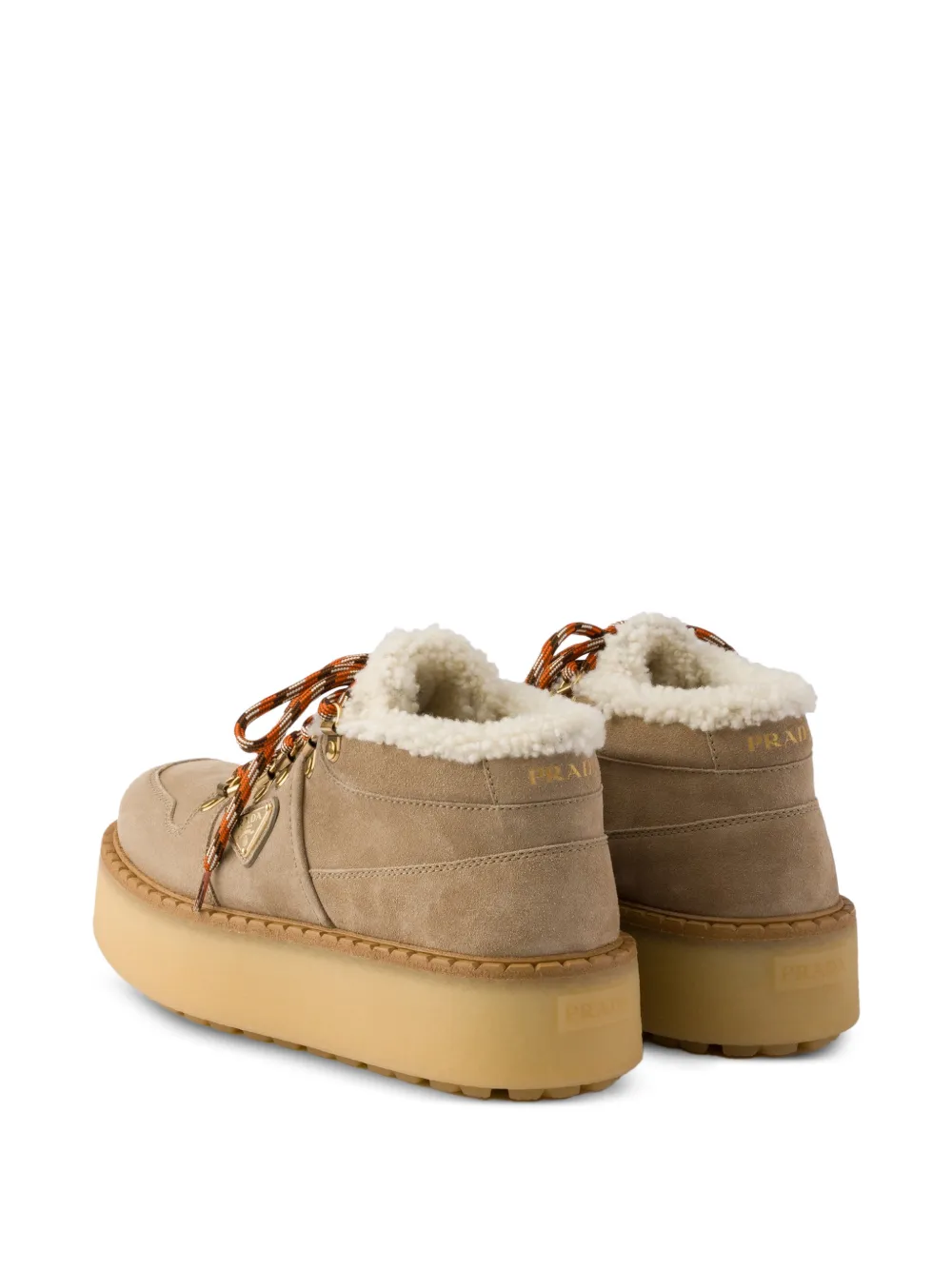 Prada Lammy gevoerde suède laarzen Beige